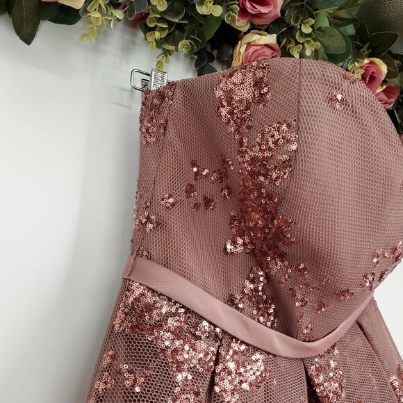 Alyce Paris Strapless Sequined Dress in Rosewood Size 10 - Picture 6 of 14